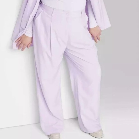 Wide Leg Lavender Trousers Sz 17 - Picture 2 of 13